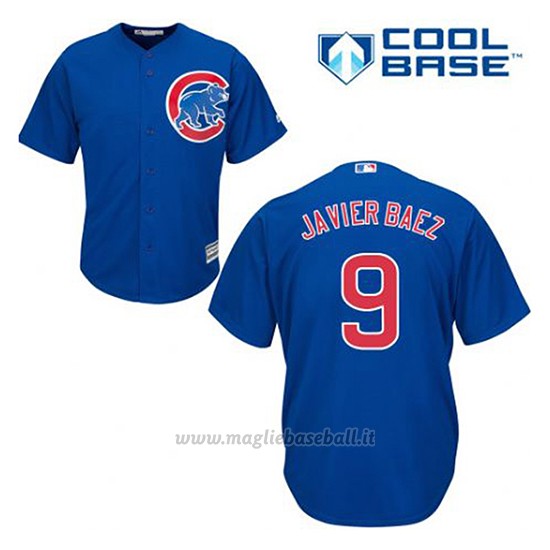 Maglia Baseball Uomo Chicago Cubs 9 Javier Baez Blu Alterner Cool Base
